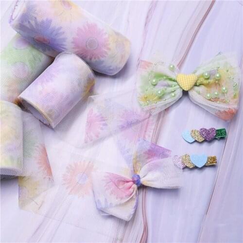 13cm 10Yard Sunflower Tulle Mesh Ribbon Roll Mesh Tulle DIY Craft Hair Bow Poms Tutu Skirt Journal Wedding Birthday Party Supply