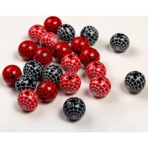 20Pcs Halloween Spider Web Wooden Beads DIY Custom Decorations Fashion Crafts Baby Children’s Toys Jewelry Bracelet Accessories