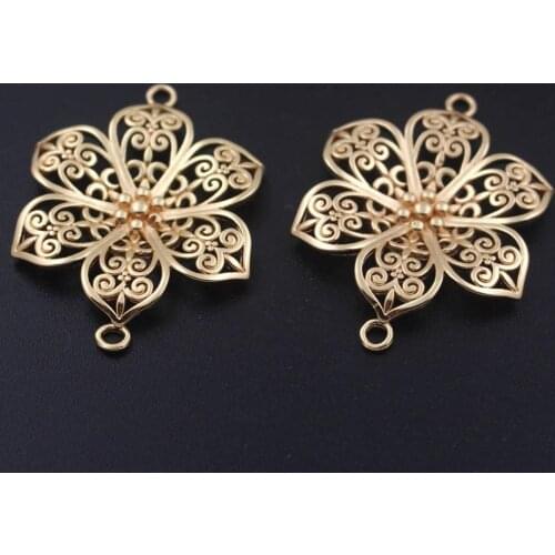 20pcs Brass Casted Filigree Flower Chinese Knot Square Charms Connectors Quality DIY Women Earrings Supplies Jewelry Accessories
