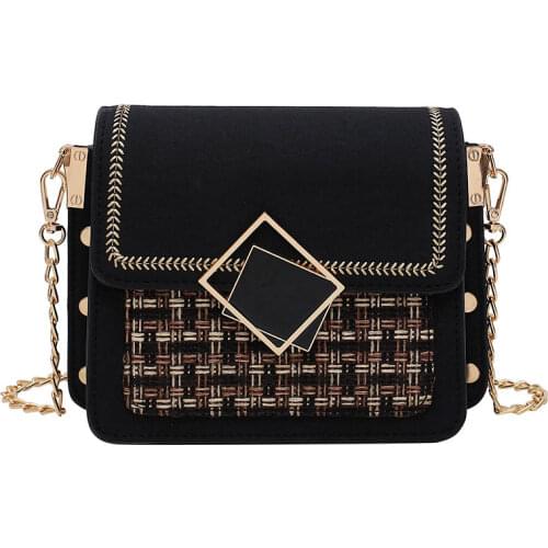 2021 Fall Chain Shoulder Simple Bag Female Chain Luxury Handbags and Purses Scrub Leather Weave Crossbody Bags for Women