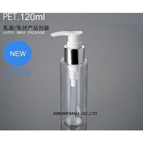 300pcs/lot 120ML PET bottle or lotion / emulsion bottle press pump bottle plastic bottle used with silver and gold collor