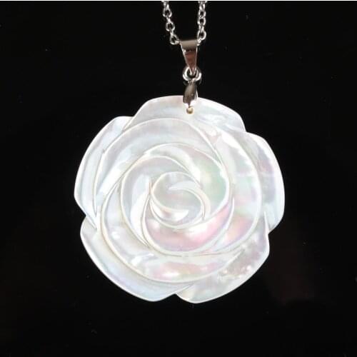 32X41MM Shell Rose Flower Pendant Charms Jewelry 1PCS