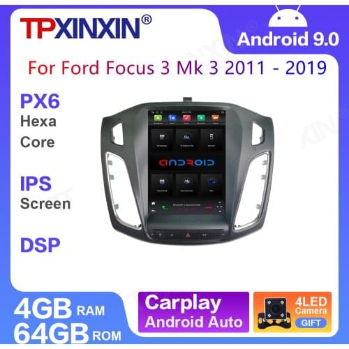 Tesla IPS Screen Android 10 PX6 Car Radio For Focus 2013 2014 2015 Multimedia Video DVD Player Navigation HeadUnit GPS Auto 2din