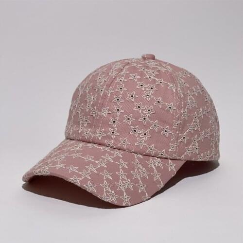 Ladies Girls Baseball Cap Embroidery Lace Pink Color Cap Hiking Running Camping Sun Protection Summer Hat Korean Style