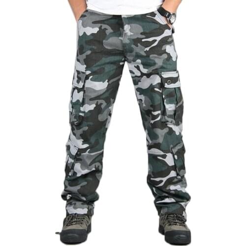 Men camouflage pants multi pocket functional camo tactical pants mens casual cargo trousers camo military army overalls trousers