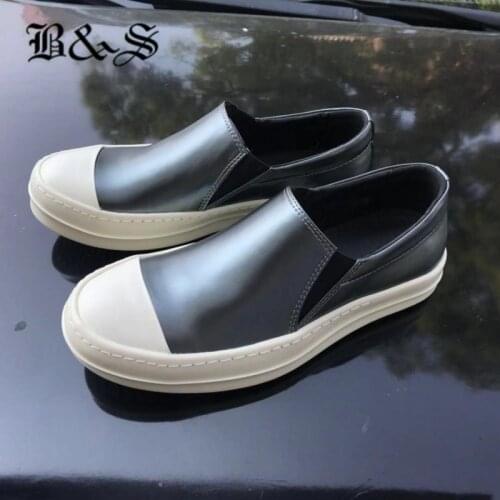 Black& Street New sliver leather slip on trainer casual Shoes