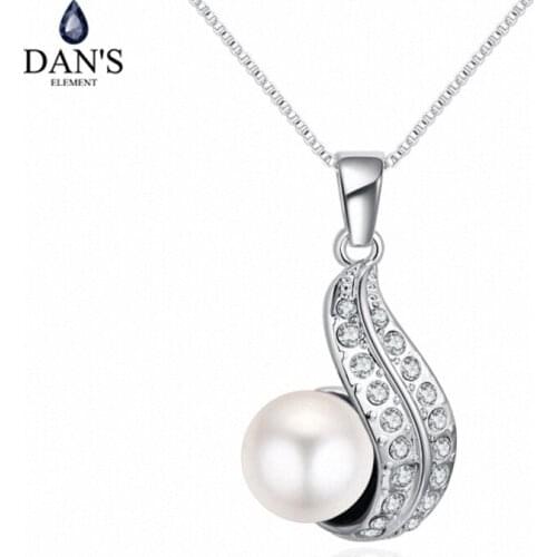 Dans Element Fashion Imitation Pearl Rose Gold Color Necklace Pendant Made with Austria Crystal Wholesale Anti Allergies 133776