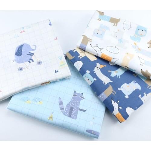 Kids Cotton Cloth Twill Fabric Printed Puppy Elephant Fabric Other Fabric Plain 100% Cotton Piece Warp Woven 50*160cm