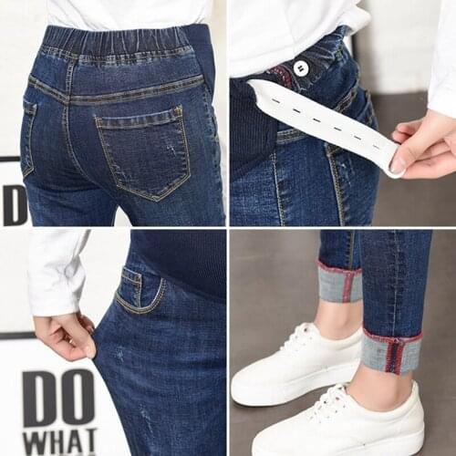 2019 spring real shot pregnant women jeans feet pants leggings autumn fashion new hole stomach lift pregnancy