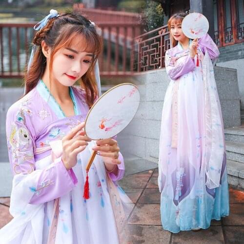 Hanfu Ladies' Chinese Folk Dance Costume Clothing Hanfu Female Fairy Costume Outfit Modified Tang Hanfu Ethnic Costumes DWY1162