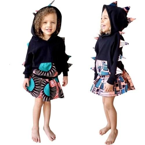 Ins Girls Clothes Children Autumn Outfit Dinosaur Style Sweater With Short Skirt Childrens Garment Clothing Sets Kids Tracksuit