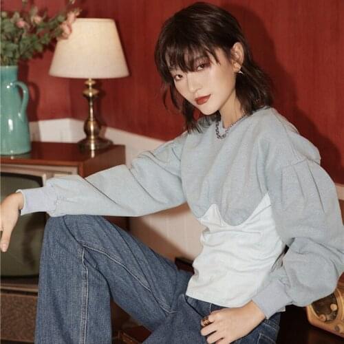 Short Fake Two-Piece Sweater Female New Style Thin Type for Spring and Autumn Long-Sleeved Autumn All-match Top Fashion Ins