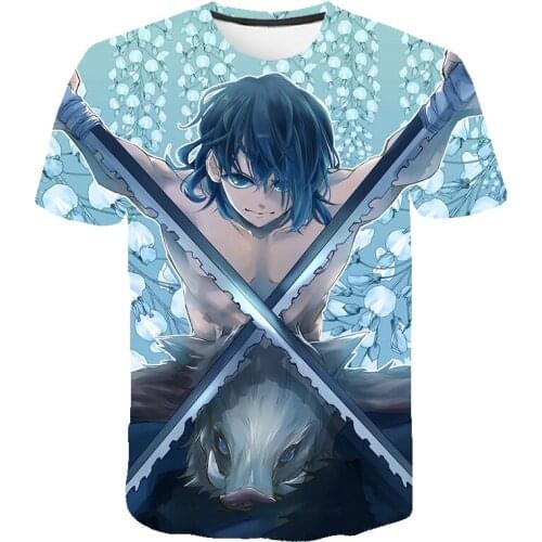 Summer Youth New 3D Kimetsu No YAIBA Short Sleeve Cute Girl T-shirt Casual Kids Ghost Knife Summer New Boys T-shirt