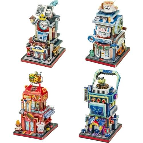 3D Metal Puzzle Art Tour western Karaoke Bar Burger Shop Coffee Shop Bookstore Model kits DIY Jigsaw Toys GIFT For Children