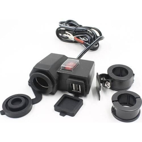 Motorcycle Waterproof 2.1A Dual USB Charger Adapter for Smart Phone GPS Tablet