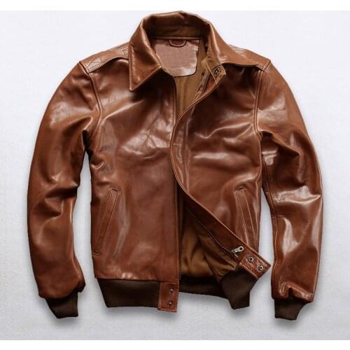 2020 New Men A2 Pilot Cow Genune Leather Jacket Casual Oil wax cowhide flight Jackets Winter Russia Coats