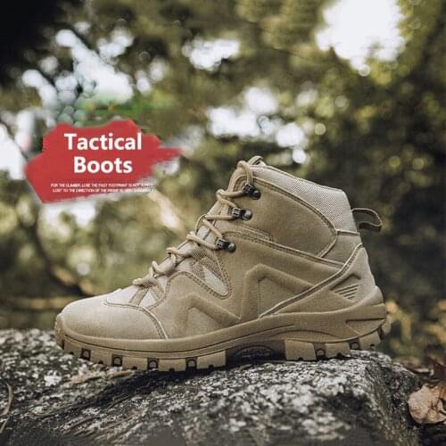 Men Outdoor Military Tactical Boots Waterproof Breathable Non-Slip Protective Toe Shoes Climbing Training Hunting Army Boots