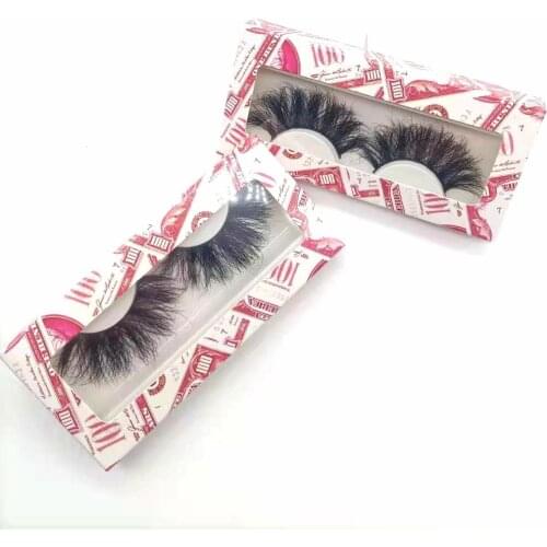 5d 6d 25mm mink eyealsh 1 pair package or wholesale real mink hair volume wispy full strip mink eyelash with pink US dollar box