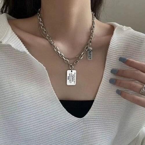 Hip Hop Necklace Retro Letter Brand Pendant Necklace for Women Sweater Chain Accessories Necklace simple Clavicle Chain Retro