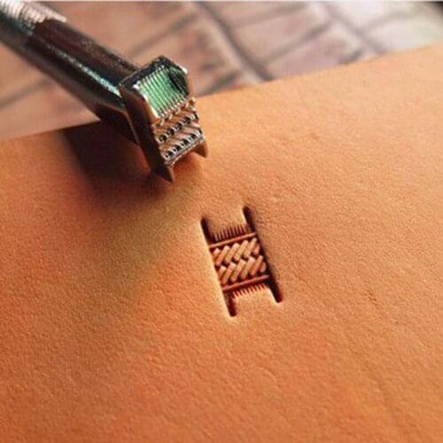 Alloy material straw mat Double rope pattern-Hand-work unique design carving punches stamp craft leather working tools