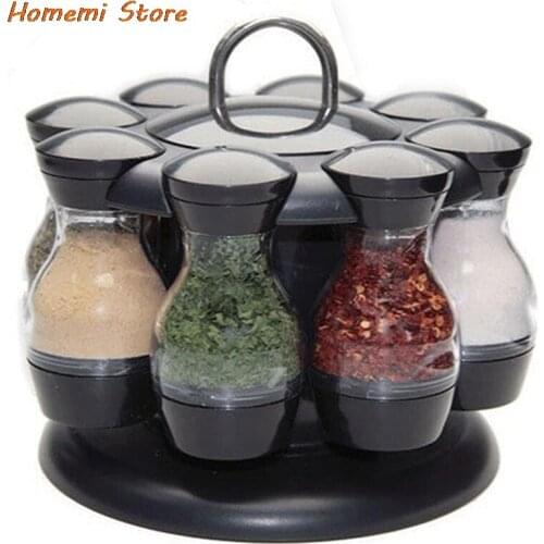 Seasoning Storge Bottle Jars Plastic Rotating Cruet Spice Pepper Spray Salt Bottles Kitchen Storage Organizer