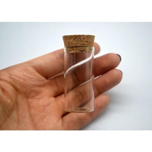 12ml 24*50mm Empty Glass Tube Bottles jars With wooden Cork Stopper Transparent Mini Vials pendant cases Jars Displays