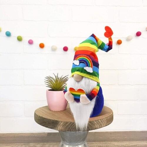Rainbow Gnome Tomte Dwarf Faceless Doll Plush Elf Ornament Handmade Swedish Scandinavian Shelf Tiered Tray Decorations