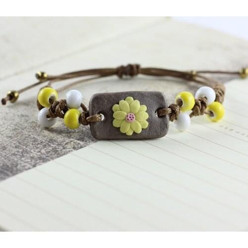 Hand-drawn cartoon weaving small and pure and fresh and the contracted wind of handmade ceramic bracelet #1877