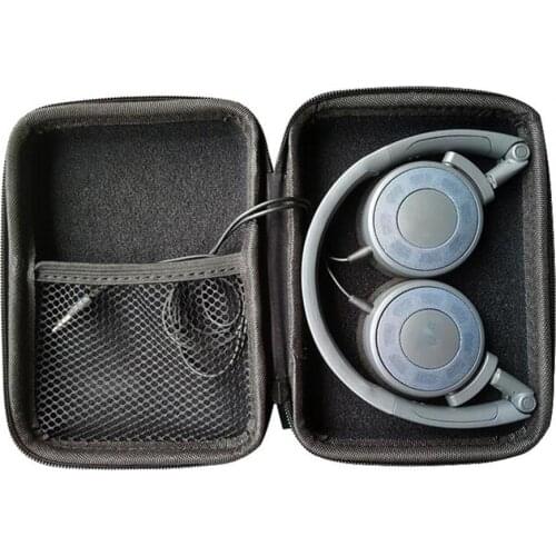 Storage Bag with Zippers Durable Large Space EVA Portable Headphone Black Protective Cover for AKG K420 K430 K404