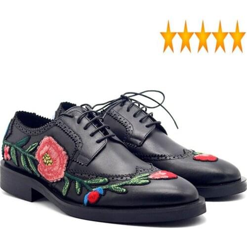Brogues Carved Lace Up Embroidered Italian Genuine Leather Men Business Derby Shoes Luxury Pointed Toe Wedding Footwear