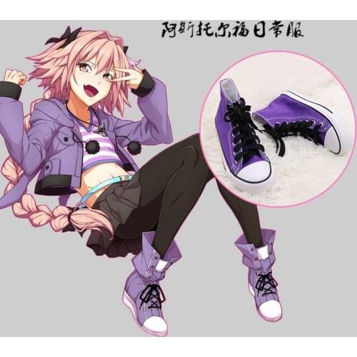 Fate apocrypha Avenger Astolfo ruler fate grand order go Ver saber lolita punk shoes punk boots canvas daily use shoes Halloween