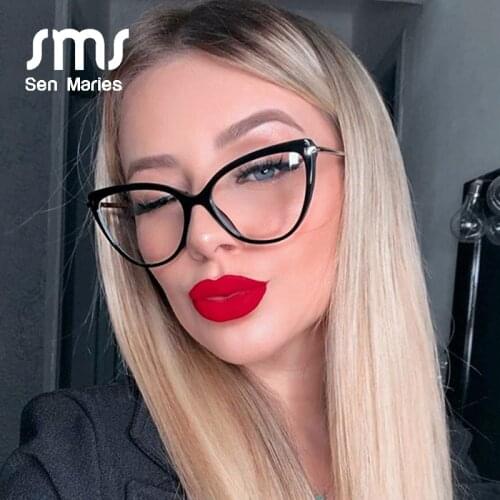 Vintage Transparent Cat Eye Glasses Frames Men Women Plastic Titanium Retro Optical Fashion Computer Eyeglasses Frame Clear