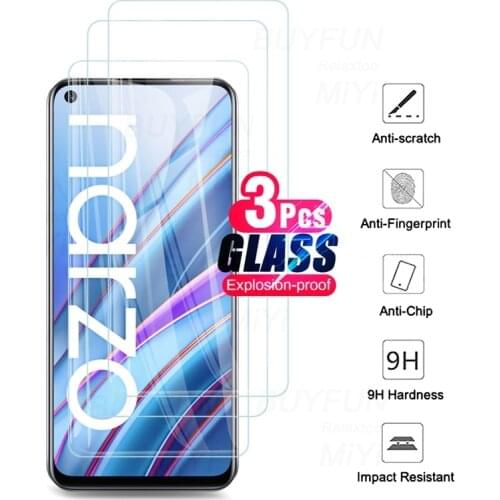 3pcs protective glass for realme realmi realm relme narzo 30 4g 2021 screen protector toughened film guard cover rmx2156 6.5inch