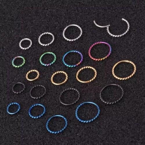 1PCS 6mm to 12mm Stainless Steel Hinged Segment Clicker Ring Nose Septum Piercing Helix Cartilage Daith Twist Earrings Hoop X10