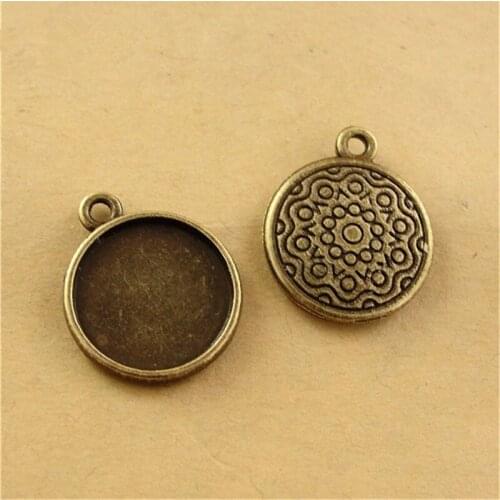 100pcs/lot Vintage Bronze Round Cabochon Base Settings 14mm Inner Size DIY Jewelry Accessories