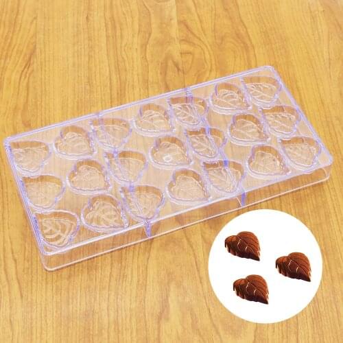 21 Even Leaves Polycarbonate Chocolate Mold 3D Fondant Cake Candy Mold DIY Kitchen Baking Pastry Tools