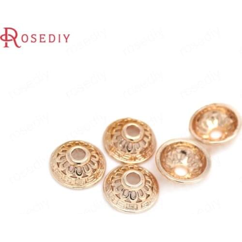 6PCS 12-12.5MM 24K Champagne Gold Color Plated Brass Beads Caps Tassel Caps High Quality Diy Jewelry Accessories