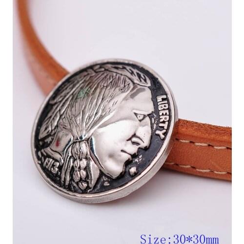6pc 30mm Buffalo Bling Silver Indian Head Screw Back Leather Craft Decoration Conchos