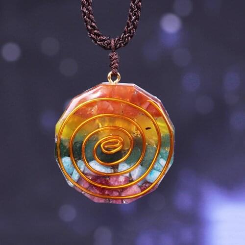 7 Chakra Rainbow Orgone Crystal pendant for Strengthen Immune System Heart Self Confidence Positivity Emotional Body Puri