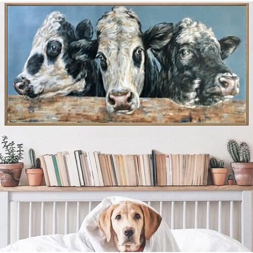 Abstract Oil Painting Animal Posters and Prints Colorful Cow Canvas Painting Modern Decorative Pictures For Living Room Cuadros