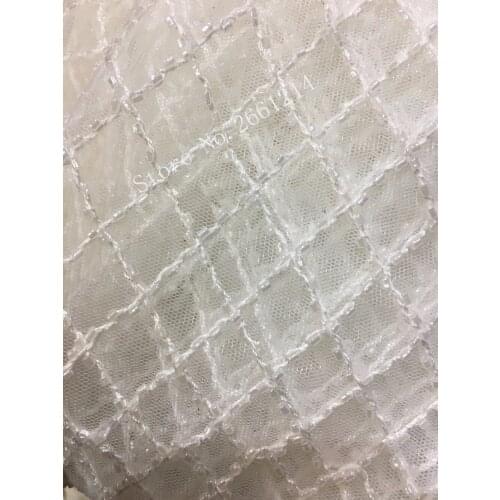 African guipure lace fabrics with beads BZL-61412 high quality embroidery tulle lace cord for party dress