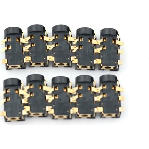 10PCS PJ-242 Gold-plated Audio Socket PJ242 2.5MM Female Audio Connector 6 Pin SMT SMD Headphone Jack Socket