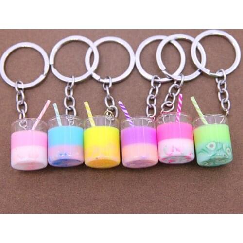 Summer ice drink ladies beverage cup keychain ice cream candy color milk tea cup ladies bag pendant jewelry gift