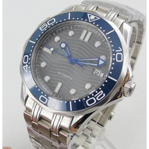BLIGER Self Winding 41mm Men Watch MIYOTA Movement Sapphire Glass Date Window Steel Band Rotating Bezel