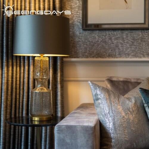 American Style Black Lampshade Glass Table Lamp For Bedroom Bedside Lamp Luxury Living Room Sample Room Country Hotel Villa