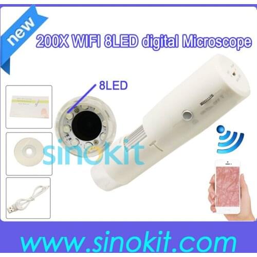 Free Shipping 200x 200X WIFI 8LED digital Microscope Magnifier for Android O/S Smartphone Tablet iOS iPhone iPad USB500800MIC