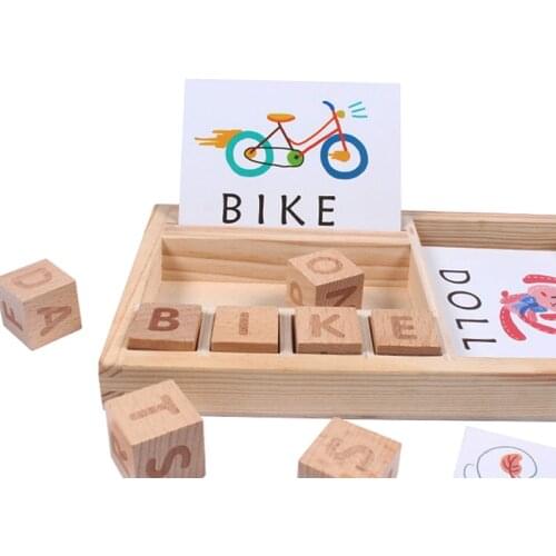Wooden Cognitive Puzzle Cards Cardboard New Baby Educational Toys Learning English Wooden Baby Montessori Materials Math Toys