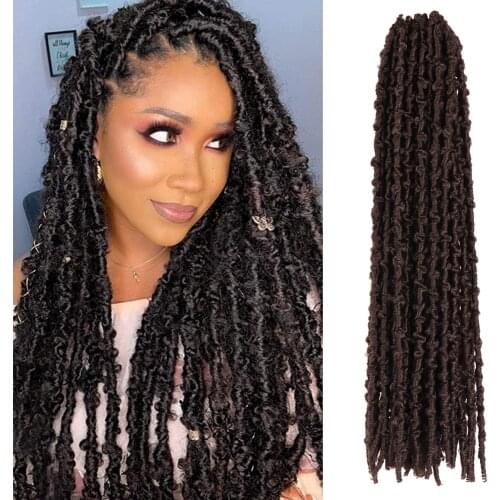 Hair Nest Soft Butterfly Locs Crochet Hair Handmade Distressed Faux Locs Crochet Braids Hair Pre Looped Soft Messy Locs