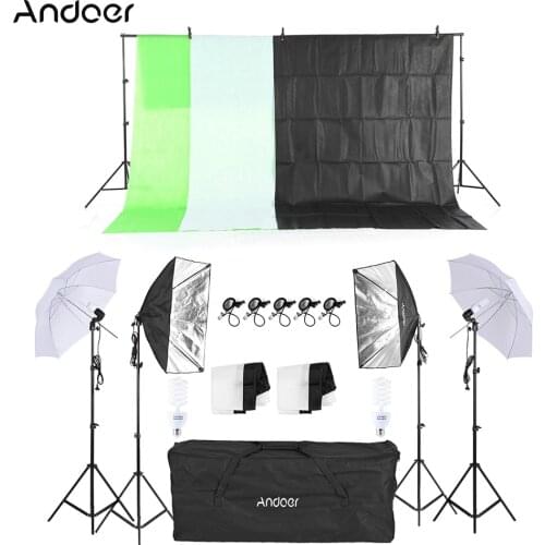 Andoer Photography Kit Umbrella Softbox with Bulb Holder 45W Light Bulb Socket Backdrop Light Stand Backdrops for Photo Studio