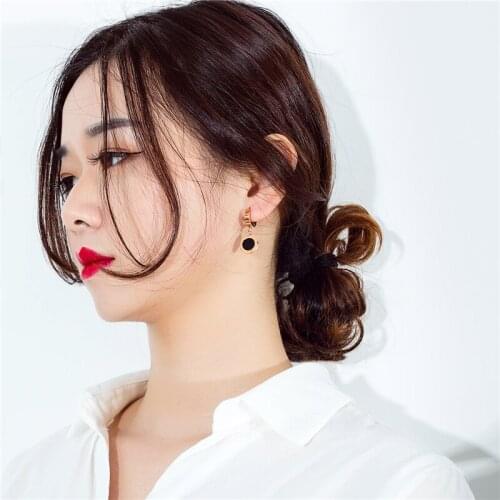 Korean Version Earrings For Women Stainless Steel Rose Gold 7G Fashion Trend Engraved Circle With Roman Numerals Eardrop Jewelry